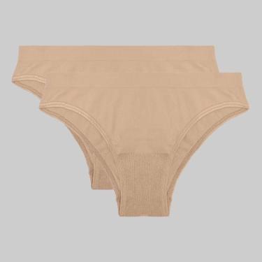 Imagem de Kit 2 Calcinhas Lupo Loba Biquíni Sem Costura 40400, Natural, G
