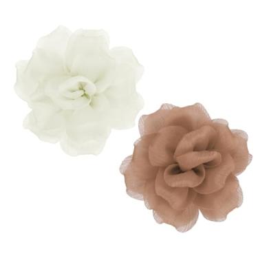 Imagem de PATIKIL 2 peças de broche de flor de tecido de cetim grande de 12 cm para mulheres broches de flores florais elegantes de organza para casamento, dança, festa, roupas, vestido, acessórios, rosa pálido