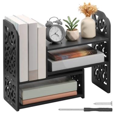 Imagem de Prateleira organizadora de mesa, prateleira organizadora de mesa de madeira, ajustável, pequena estante de livros, prateleiras de armazenamento de documentos, rack de armazenamento de escritório