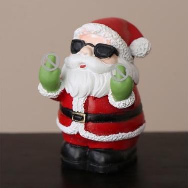 Imagem de Daisylily Estátua engraçada de boneco de neve de Papai Noel, decoração de Natal, presentes impertinentes de ano novo para enfeites de prateleira de mesa - Papai Noel