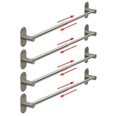 Imagem de Toalheiro ajustável de 36,5 a 64 cm, autoadesivo e montado na parede para banheiro, cozinha, suporte de toalha de mão, cabide de panos, organizador de aço inoxidável SUS 304, barra única (4, níquel