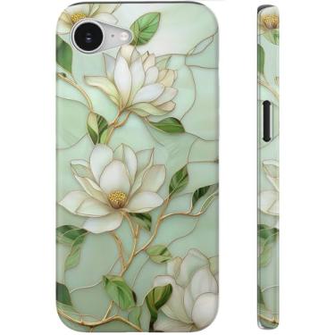 Imagem de DEENAKIN Capa fofa para iPhone 16e - compatível com carregamento sem fio - silicone macio de camada dupla + capa rígida - design elegante de flores silvestres - capa de telefone chique para mulheres
