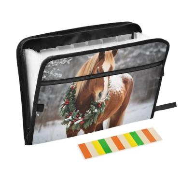Imagem de Wassud Cavalo com coroa de flores organizador de arquivos de papel A4, pasta organizadora de documentos, pasta de arquivos expansível, 13 bolsos