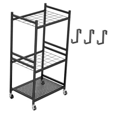 Imagem de Fenteer Carrinho para ferramentas de jardim com 4 rodas, 42x30x80cm, fácil de montar, com 2 rodízios com trava, profissional e versátil, com 35