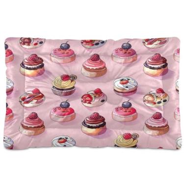 Imagem de Wassud Cama para cães pequenos com estampa de bolo fofo, lavável, impermeável, para viagem, para animais de estimação, portátil, com fundo antiderrapante para ambientes internos e para dormir, 91 x 61