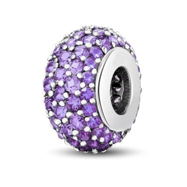 Imagem de 1 peça, prata moderna, cinco fileiras de contas roxas, espaçador, berloque, ajuste faça você mesmo, joias combinando e presente de decoração de roupa diária para mulheres