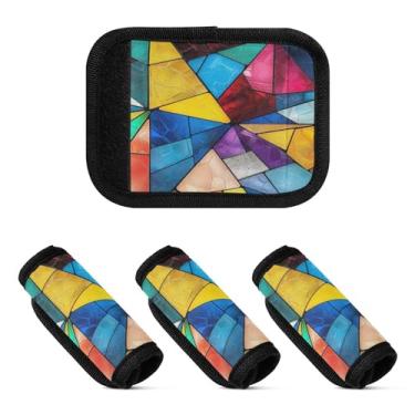 Imagem de Qilmy Pacote com 4 identificadores de bagagem colorido World para alça confortável para carrinho de bebê, mala de viagem, acessórios de viagem de avião2130