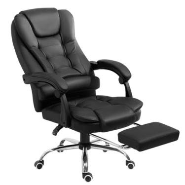 Imagem de Cadeira Presidente de Escritório com Apoio para Pés e Reclinável – Conforto e Estilo Preto (preto)