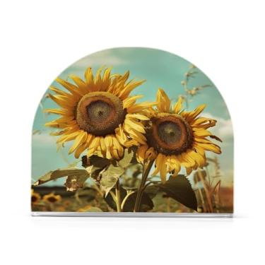 Imagem de CEBUGI Porta-guardanapos para mesas porta-guardanapos de acrílico girassóis porta-guardanapos de papel para decoração de cozinha e festa de jantar