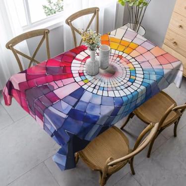 Imagem de ZTPOWQA Toalha de mesa de jantar listrada com estampa quadriculada 89 x 139 cm, retangular, impermeável, reutilizável, festa de jantar