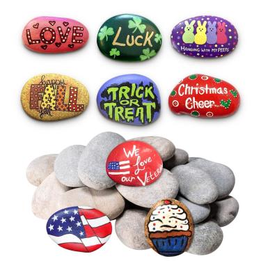 Imagem de YEAHOME River Rocks para pintura, kit de pedras lisas e não polidas de tamanhos variados e diâmetro em torno de 5 a 10 cm, perfeito para pintura e artesanato fácil, presente para crianças e adultos ao ar livre Rock Art Garden Decor