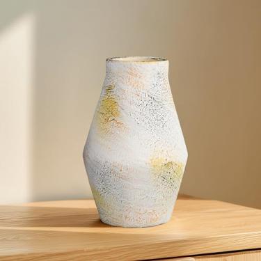 Imagem de Wancetang Vaso rústico de casa de fazenda, decoração de casa, vasos de flores de cerâmica de 25 cm para flores, vasos decorativos para prateleira, cornija e café, detalhes de mesa, banheiro, decoração