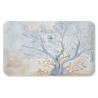 Imagem de Treasures From The Sea Tapete antifadiga, ergonômico acolchoado para cozinha e tapete de pé com suporte antiderrapante, tapete confortável ecológico, design por Audrey Jeanne Roberts, 76 x 45 cm