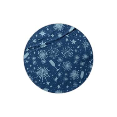 Imagem de Adesivos Redondos Autocolantes 25 Unidades Festa Ano Novo Foguetes e Fogos de Artifício - Tamanho 50x50cm