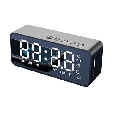 Imagem de Despertador Digital com Alto-Falante BT Display LED de Espelho Dois Despertadores Suporte a Cartão TF para Quarto