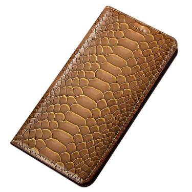 Imagem de LTLMYDAM Capa flip para Xiaomi 17 Pro Max/17 Pro/17, capa carteira de couro genuíno feita à mão, capa de telefone fólio brilhante e antiqueda, latão, 17