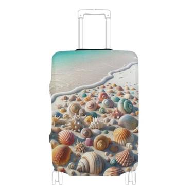 Imagem de Joisal Capas de mala, protetor de bagagem, conchas fofas de praia, cores de bagagem, capa de viagem, P, serve para capa de 45 a 50 cm, Conchas de praia, L 26-28 in, Capa de mala