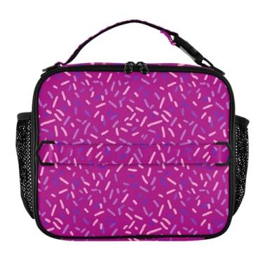 Imagem de Joisal Bright Bar S Lancheira rosa roxa para mulheres, meninas, lancheira com alça de ombro masculina e infantil, lancheira para trabalho, escola, bolsa térmica fofa