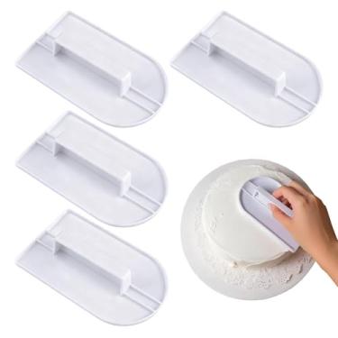 Imagem de 4 ferramentas de plástico branco macio para fondant com alça, pá de acabamento de fondant, raspador de cobertura para decoração de bolos para esculpir e modelar artesanato com açúcar, 14,5 cm x 8,4 cm