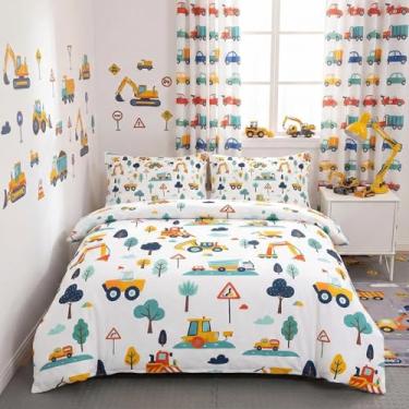 Imagem de RUPSLO Jogo de lençol com estampa de 5 peças, tamanho solteiro, ultramacio, fofo, caminhonete e carro