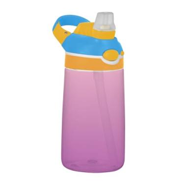 Imagem de Garrafa de água infantil Blush Pink Patriarch Gradient com canudo 473 ml 473 ml Garrafa de água de plástico Tritan portátil à prova de vazamento, copo infantil, reutilizável, alça de transporte