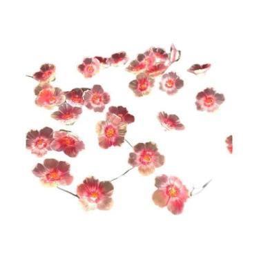 Imagem de Luzes De Cordão De Fada Flor De Cerejeira Rosa 30 LEDs Alimentadas Por