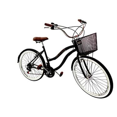 Imagem de Bicicleta Aro 26 Retrô 18 Marchas C/Cesta Preta