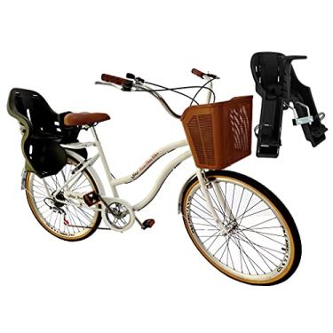 Imagem de Bicicleta Aro 26 Retrô Vintage Com Par De Cadeirinhas Branco