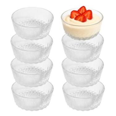 Imagem de Jogo 8 Bowl de Vidro Pote para Sobremesa Clear Diamantino 260ml Em Cas