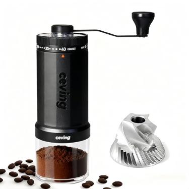 Imagem de Mini moedor de café manual com rebarba cônica de aço inoxidável CNC e 40 configurações ajustáveis, moedor de grãos de café portátil com capacidade de 30 g e manivela, ótimo para viagens, acampamento,