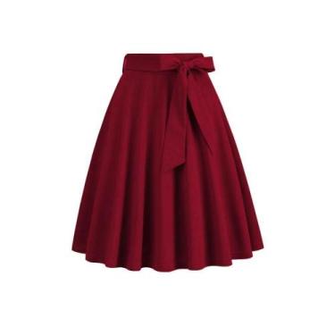 Imagem de Mulheres verão midi saia longa sólida elegante faldas cintura alta uma