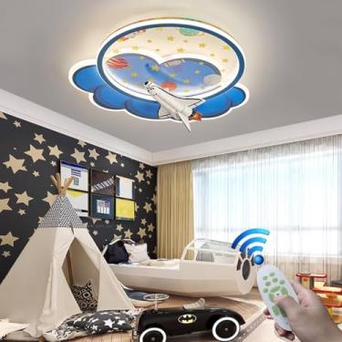 Imagem de Luminária de teto rosa com controle remoto, LED moderno e dimerizável, para quarto infantil, com decoração criativa de unicórnio e nuvem, ideal para cozinha, quarto de menina (Astronau).