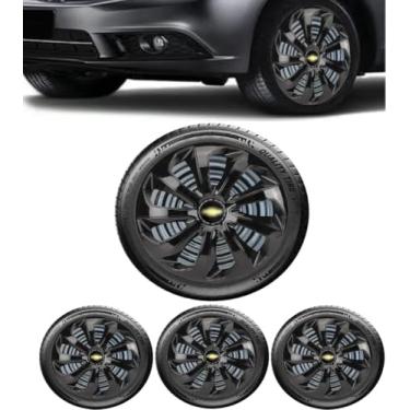 Imagem de 4 Calotas Esportivas Aro 14 Preta Brilhante para Linha GM Classic, Celta, Onix e Outros