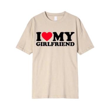 Imagem de Camiseta Unissex Com Estampa 'Eu Amo Meu Namorado(a)' Presente Para Na