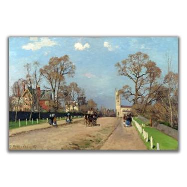 Imagem de Yomcut Arte de parede em tela Camille Pissarro - Pôster The Avenue, Sydenham - Reproduções de pintura de arte clássica, pôsteres retrô, imagens vívidas, cores vibrantes, decorações de parede modernas