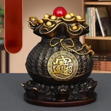 Imagem de FENNYYAR Estátua de tigela de tesouro de sapo dourado de latão, 9,5 cm, ornamento de decoração de sala de estar para casa