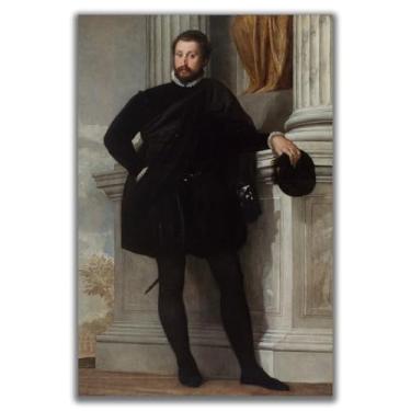 Imagem de Yomcut Arte de parede em tela Paolo Veronese - Pôster italiano retrato de um homem - retratos de figuras históricas arte impressionista adequado para casas, escritórios, decorações de parede legais