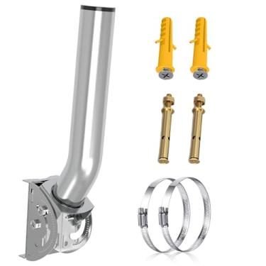 Imagem de Suporte universal de antena 30,5 cm (A) x 3,5 cm Φ mastro de suporte de parede para antenas de TV externas, ponte CPE, ponto a ponto, estações meteorológicas, Starlink MINI e mais – prata