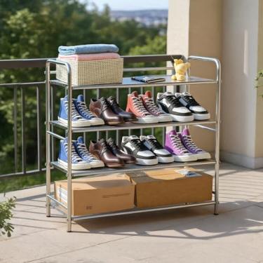 Imagem de TAO ONE Sapateira de aço inoxidável de 4 camadas, organizador de sapatos de metal resistente para armário e entrada, prateleira empilhável para sapatos com design que economiza espaço