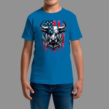 Imagem de Camisetas Infatil Básica Masculina Casual Confortável Gola Redonda Boi