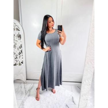 Imagem de Vestido gola canoa com bolso e fenda lateral confortavel e sosial - Mk
