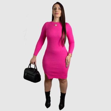 Imagem de Vestido Feminino Manga Longa Inverno Midi Tricot Tubinho - SWISS BOUTI