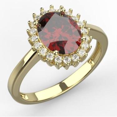 Imagem de Anel Feminino em Ouro 18k com Pedra Rubi Zircônia - Vieira Cruz Joias