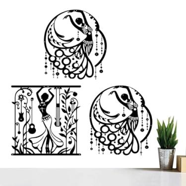 Imagem de Arte da parede corporal abstrata feminina, arte preta da parede da silhueta feminina - 3x Mulheres de metal Conjunto de decoração do corpo | Ornamento de silhueta feminina de estilo boêmio para sala d