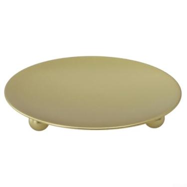 Imagem de Suporte de vela de placa de ferro inquebrável 7 x 7 x 1 5 cm placa decorativa sem ferrugem com design de três pernas para luz de chá ou velas votivas, base estável para sala de jantar, escritório