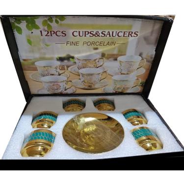 Imagem de Kit Mini Xicaras de Porcelana Cafe Expresso Luxx Green 12PC 80ml
