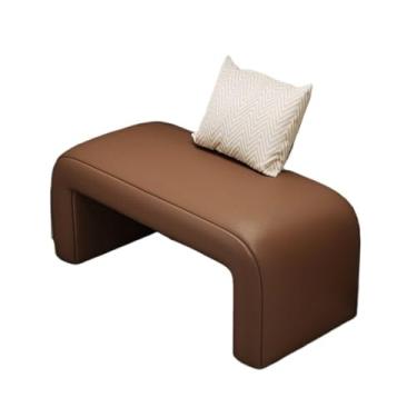 Imagem de Banqueta moderna para engraxar sapatos para uso doméstico, entrada, entrada, quarto, sofá, cabeceira, banheiro, banco estofado, entrada de couro (curry, 60 cm)