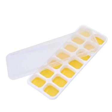 Imagem de Forma de gelo fundo silicone molde de gelo silicone 14 grade multiuso lavável(Amarelo)