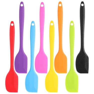 Imagem de 8 espátulas de silicone, espátula de borracha antiaderente resistente ao calor de 21 cm, pequenas espátulas de borracha, design de uma peça, espátula flexível de silicone de grau alimentício, pode ser
