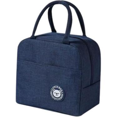 Imagem de BOLSA TERMICA COMPACTA FUNCIONAL PARA LANCHE ESCOLAR, ACADEMIA, PISCINA MARMITAS INFANTIS E DIA A DIA (AZUL)